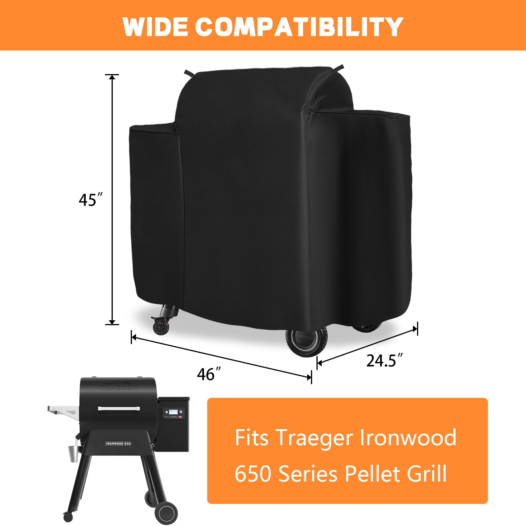 Outdoor 600D Heavy Duty Grill Cover for Traeger Ironwood 650 Series - Image 2
