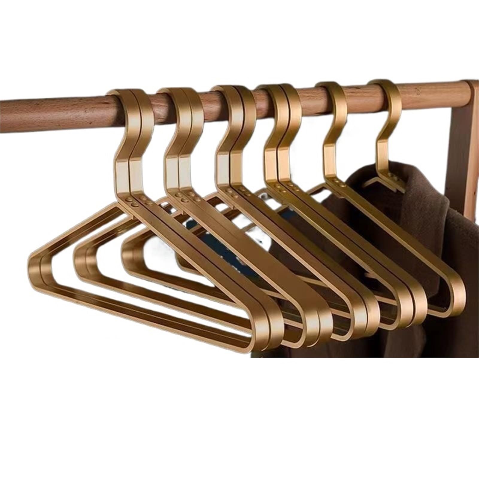 Clothes Hangers Coat Hanger 5PC Closet Suit Organizer, Solid Aluminium Alloy Clothes Hangers Pant Dresse Rack,Non-slip Non-marking(45CM-bold-gold)