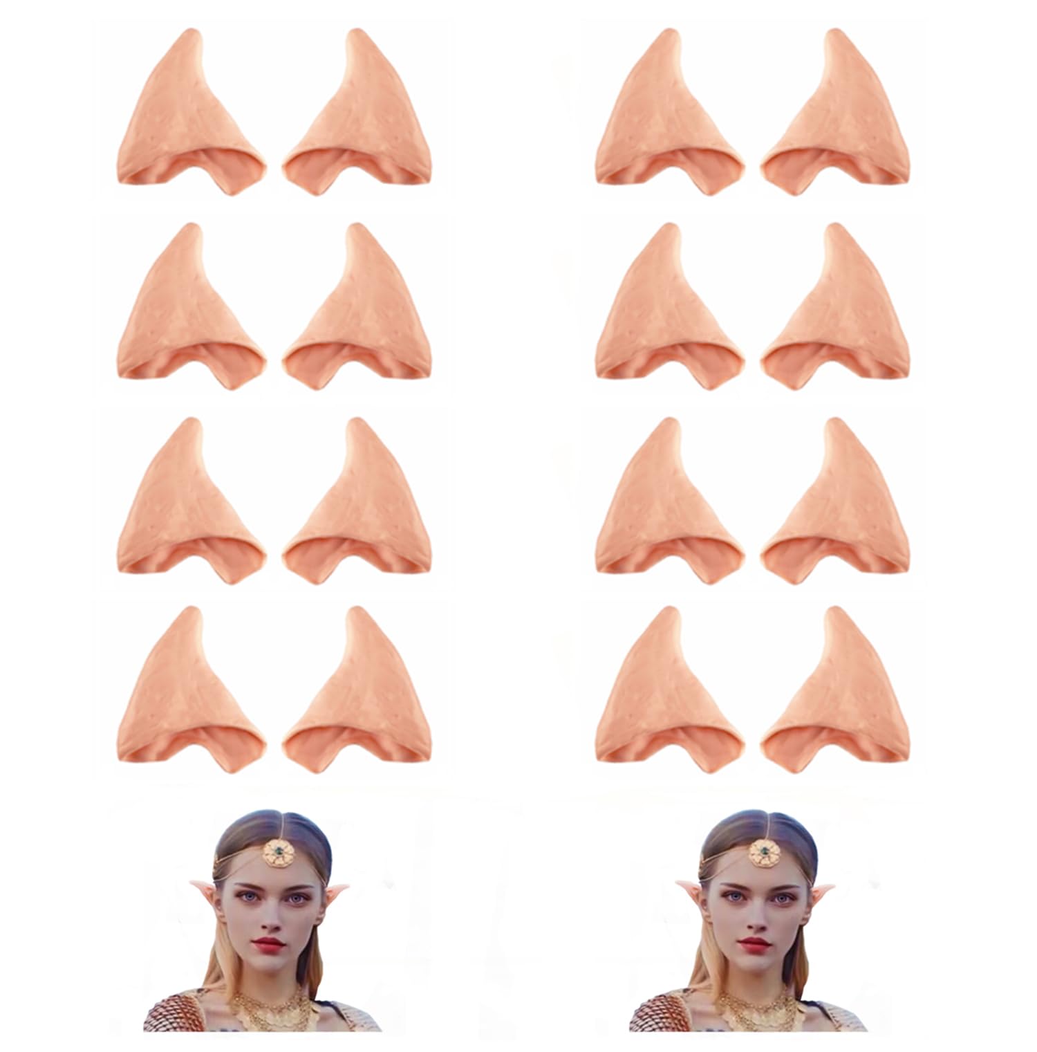8 Pairs Latex Soft Elf Ear Fake Ears Ear Tips for Halloween Cosplay Costumes Party Accessories…