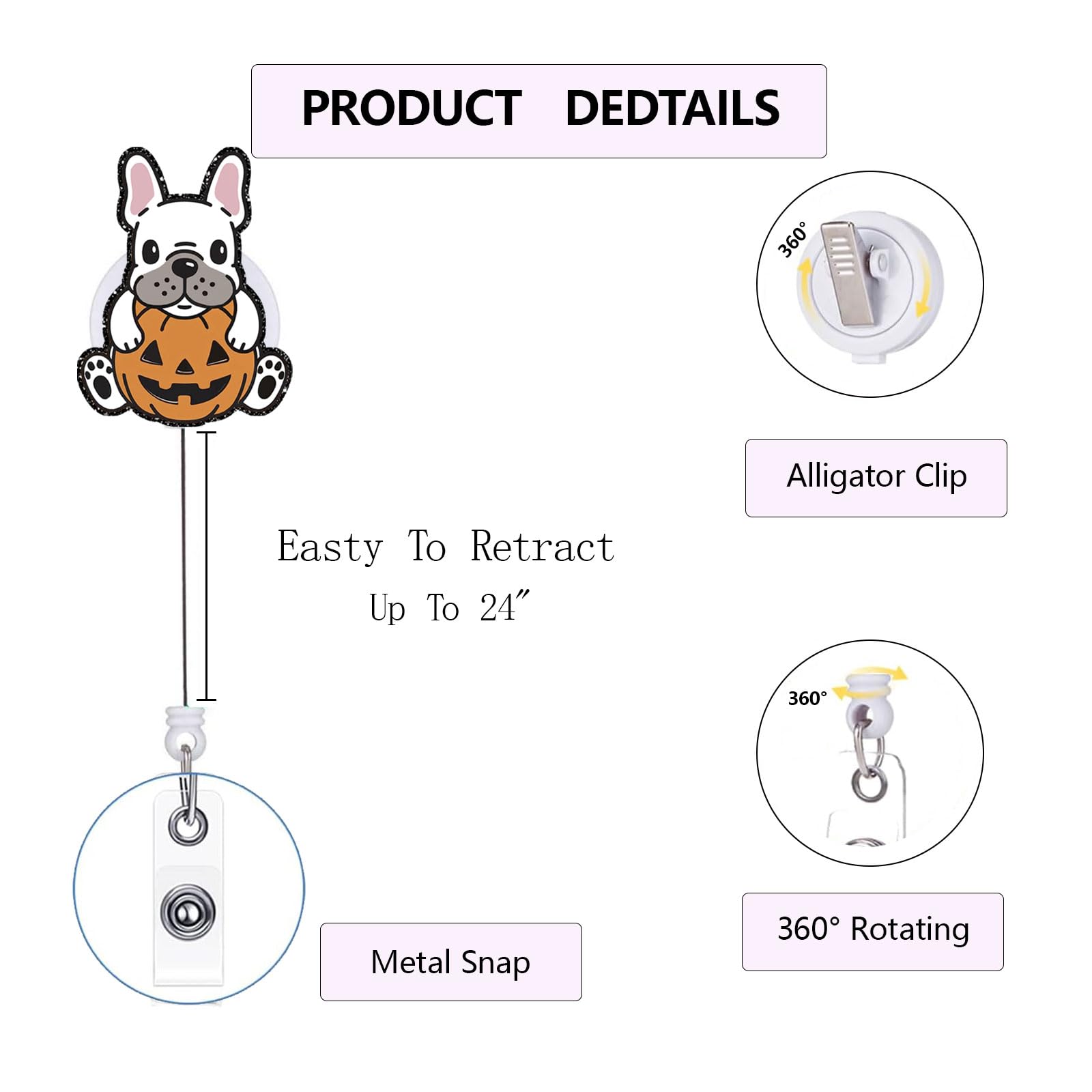 Funny Dog Pumpkin Badge Reel - Fall Felt Retractable ID Holder For Nurses & Teachers - View #8