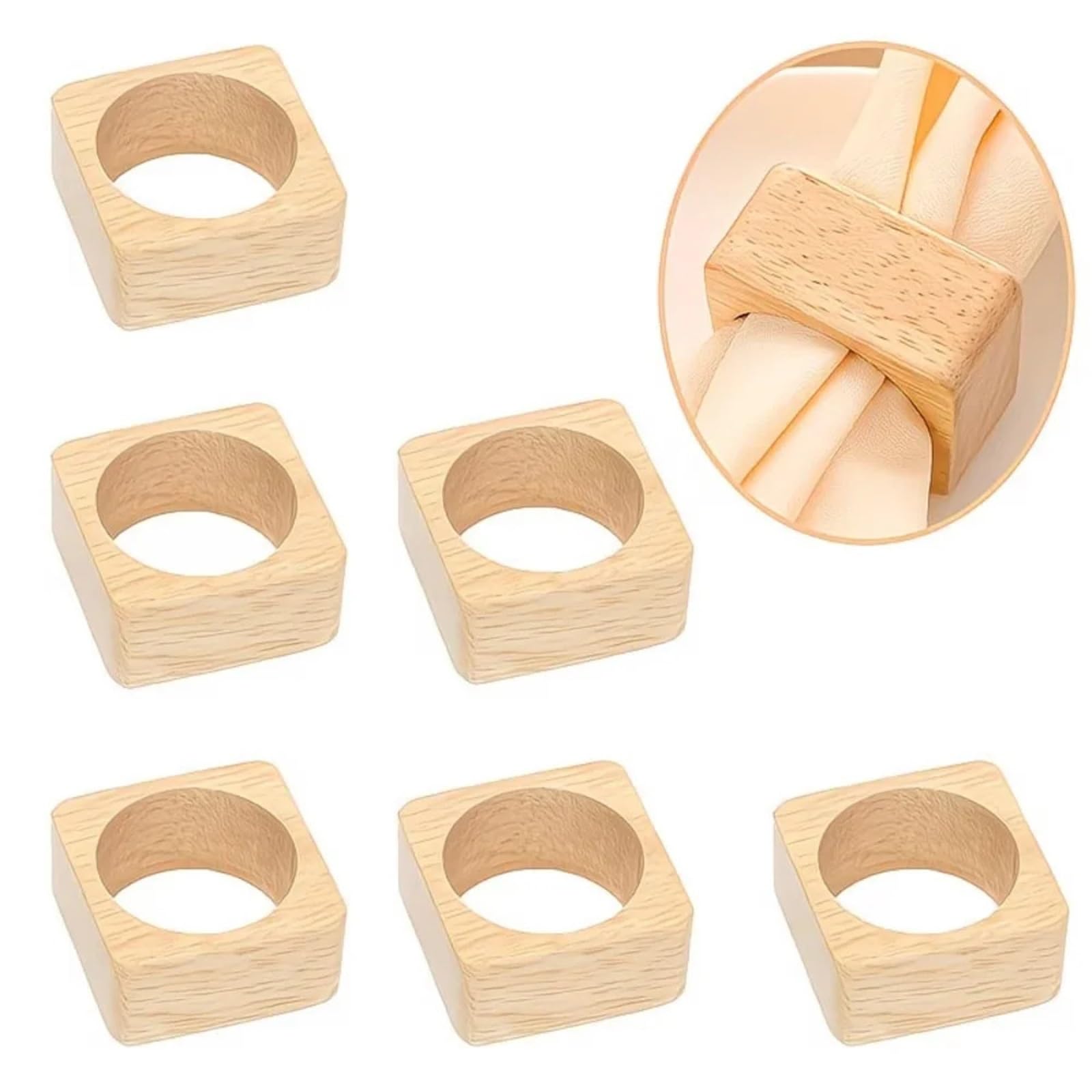 Lot de 10 ronds de serviette en bois rétro pour décoration de table pour dîner, fête, maison, cuisine