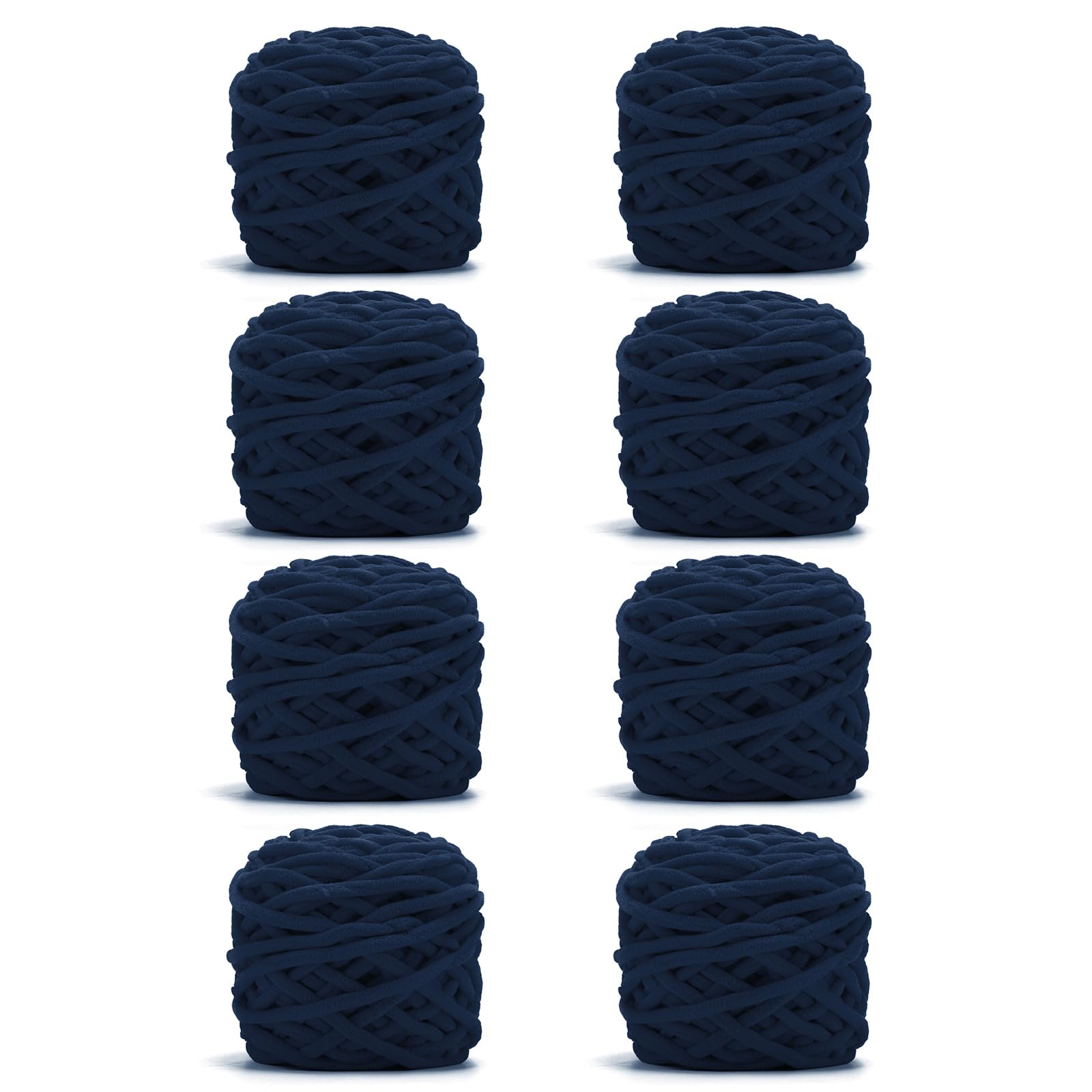 INNDUN Blanket Yarn 8 Pack of 100g/3.5oz - Navy Chenille Yarn 6 Super Bulky - Knitting, Crocheting & Crafts Chunky Yarn