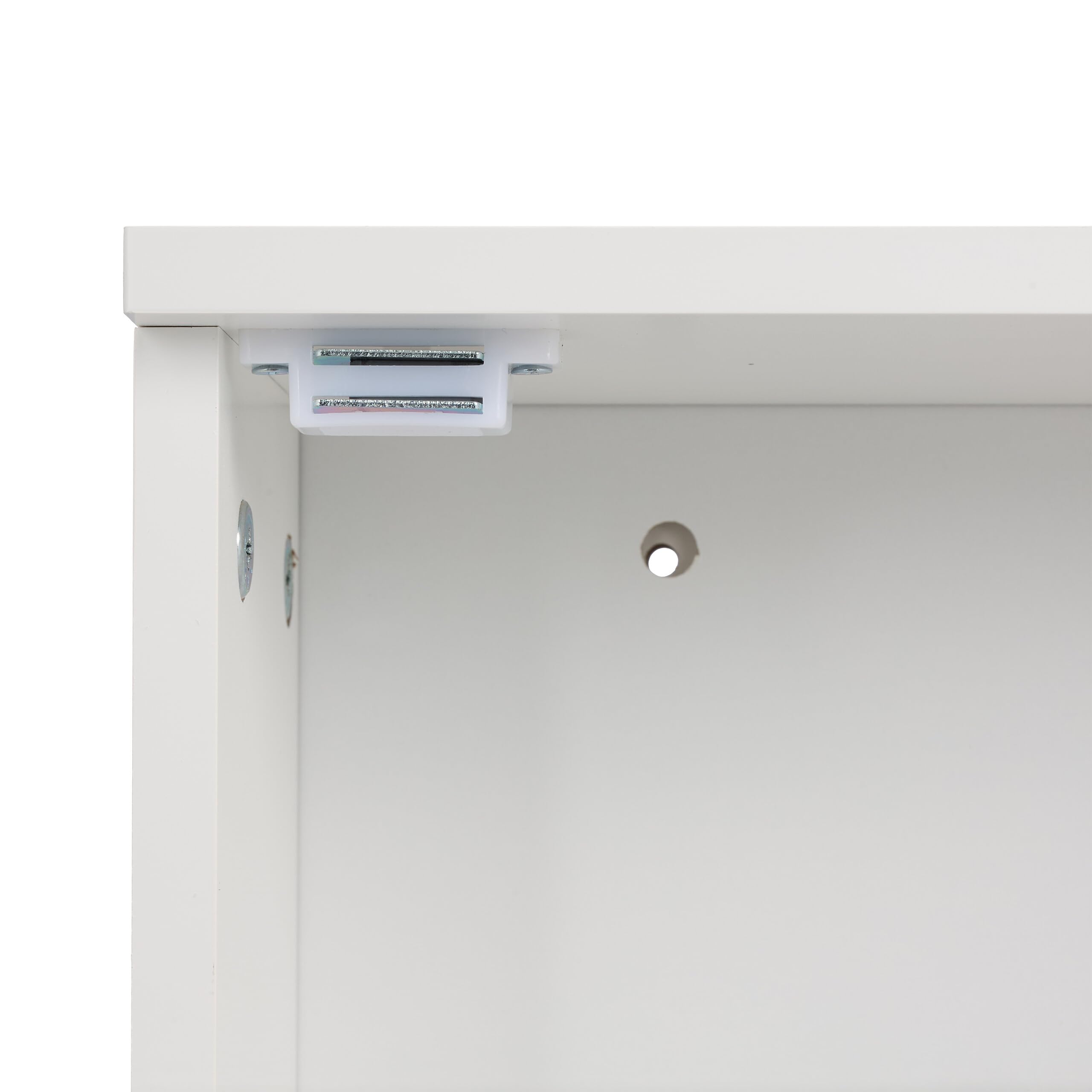 Relaxdays Mobiletto da Bagno Pensile, 2 Ripiani e Anta in MDF, Armadietto Sospeso da Parete, HLP: 50x30x15,5 cm, Bianco