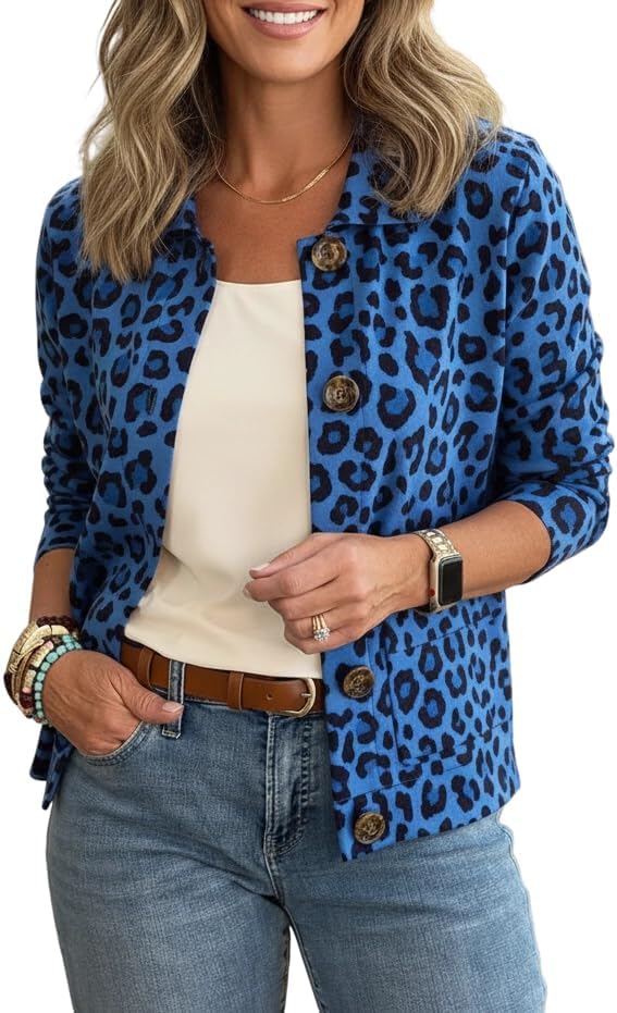 Women's Button Down Jacket with Pockets, Collared Casual Jacket, Soft Lightweight Outerwear for Daily & Office Wear