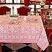 Labhanshi Indian Handblock Print Floral Table Cloth|100% Cotton Canvas Table Cover |60x90 Inch 6-Seater Rustic Farmhouse Boho Spring Easter Festive Holiday Decor for Dining Table|Pink Rose