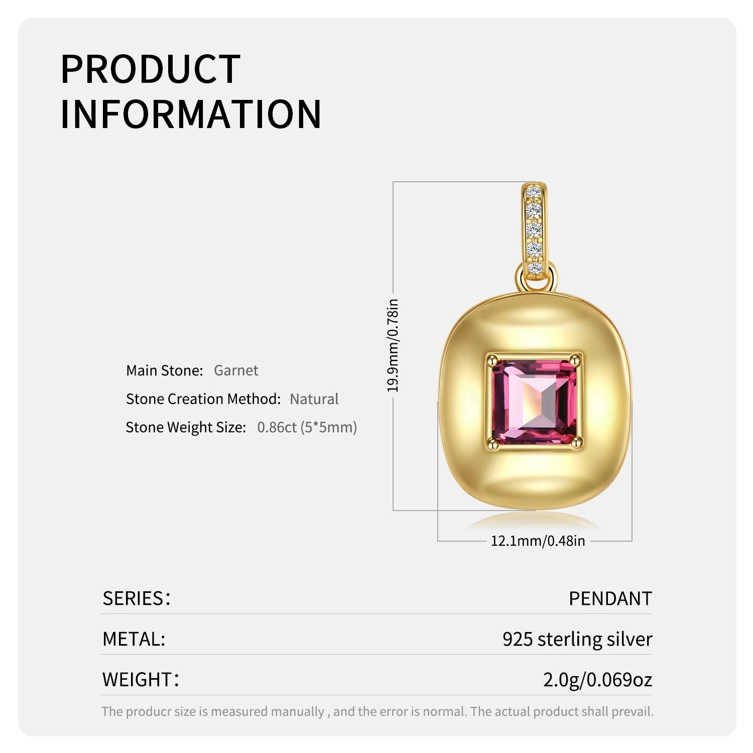 Collana Con Ciondolo Regalo Dolce Quadrato In Argento Sterling 925 Con Melograno Rosso Oro Collana Di Gioielli Di Lusso Catene Accessori