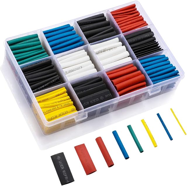 Heat Shrink Tubing 615pcs LIBERRWAY Ratio 2:1 Insulation Protection Flame Retardant Heat Shrink Tube Sleeving Wrap Car Electrical Cable Wire Kit Set in a Clear Plastic Box 6 Color 8 Size