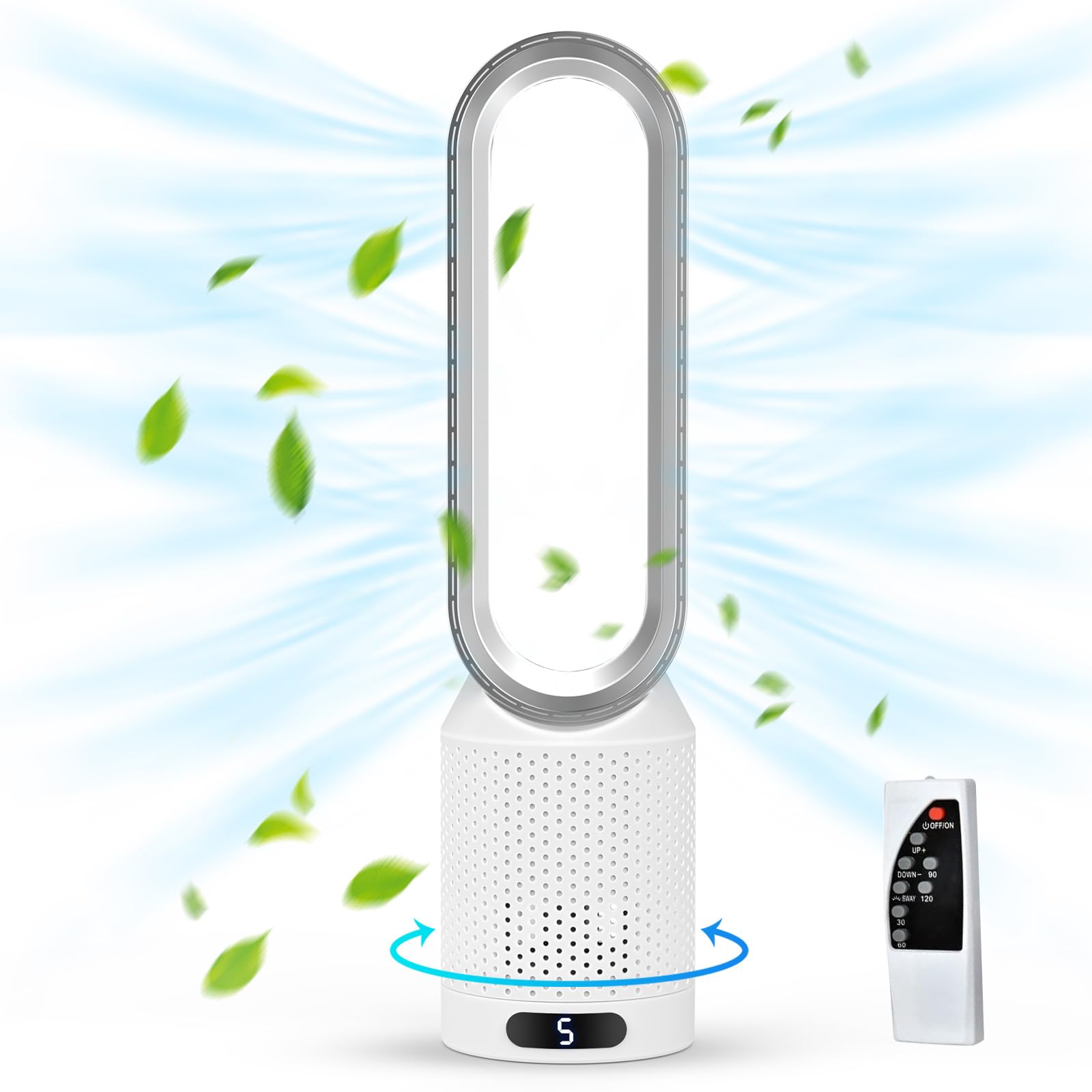 Solace Ventilateur colonne,ventilateur tour de bureau de 58 cm,10 vitesses,oscillant à 90° avec télécommande,minuterie 2h,ventilateur colonne pour salon et chambre