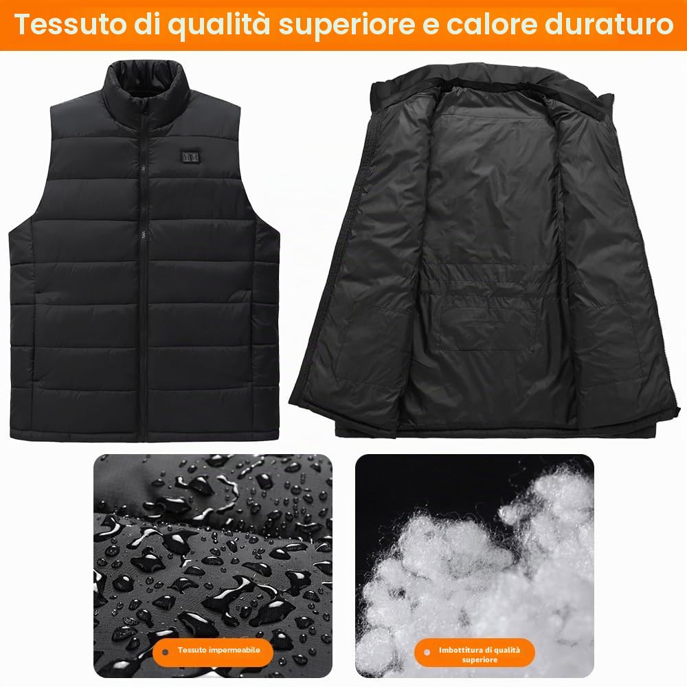 Rescien Gilet riscaldato da uomo e da donna, con 15 zone di riscaldamento, 3 livelli di temperatura, compatibile con 5 V/7,4 V, gilet elettrico USB, giacca riscaldabile, unisex, caldo