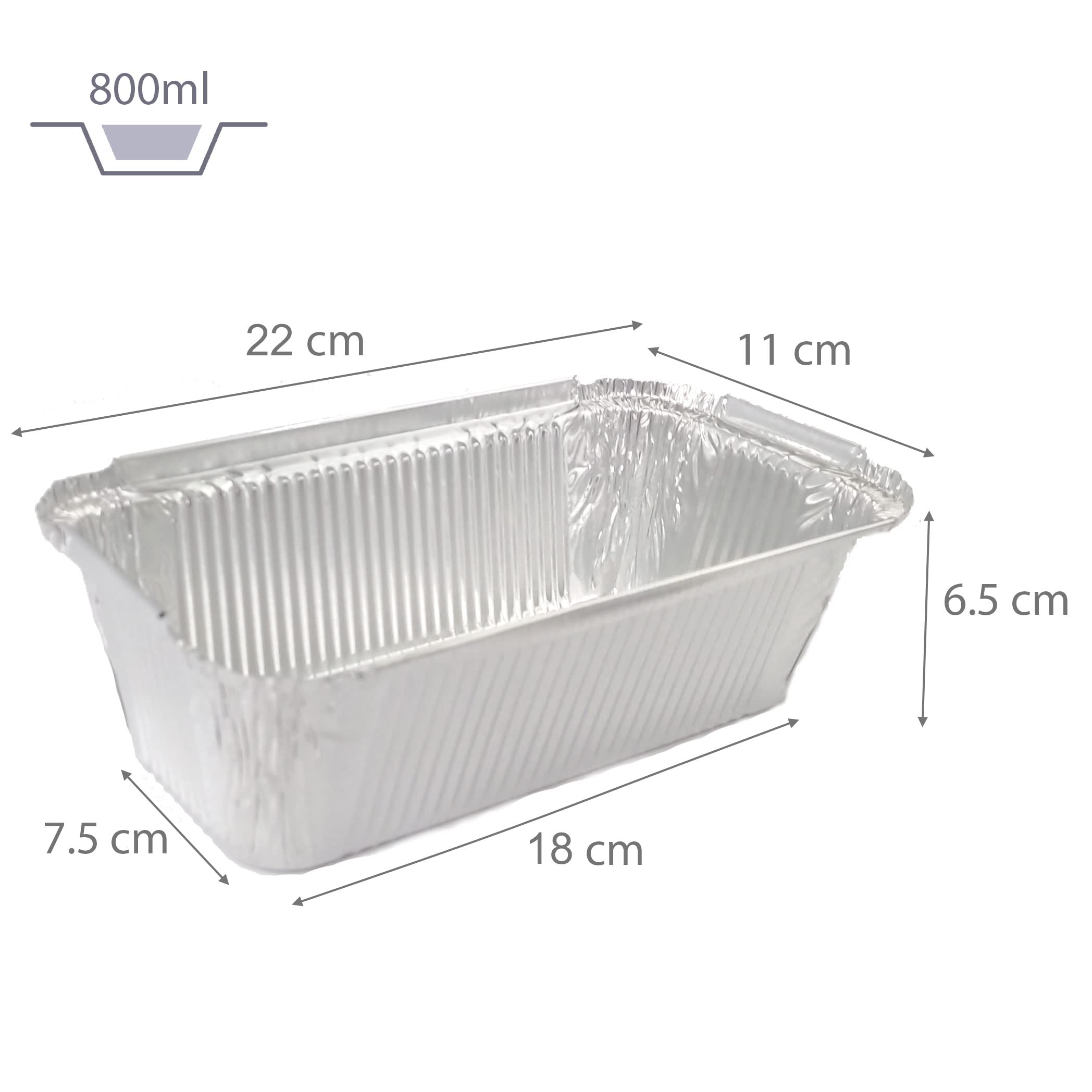 Confezione da 100 vassoi in alluminio, 800 ml, usa e getta, con coperchio per il trasporto di cibo, congelamento, cottura