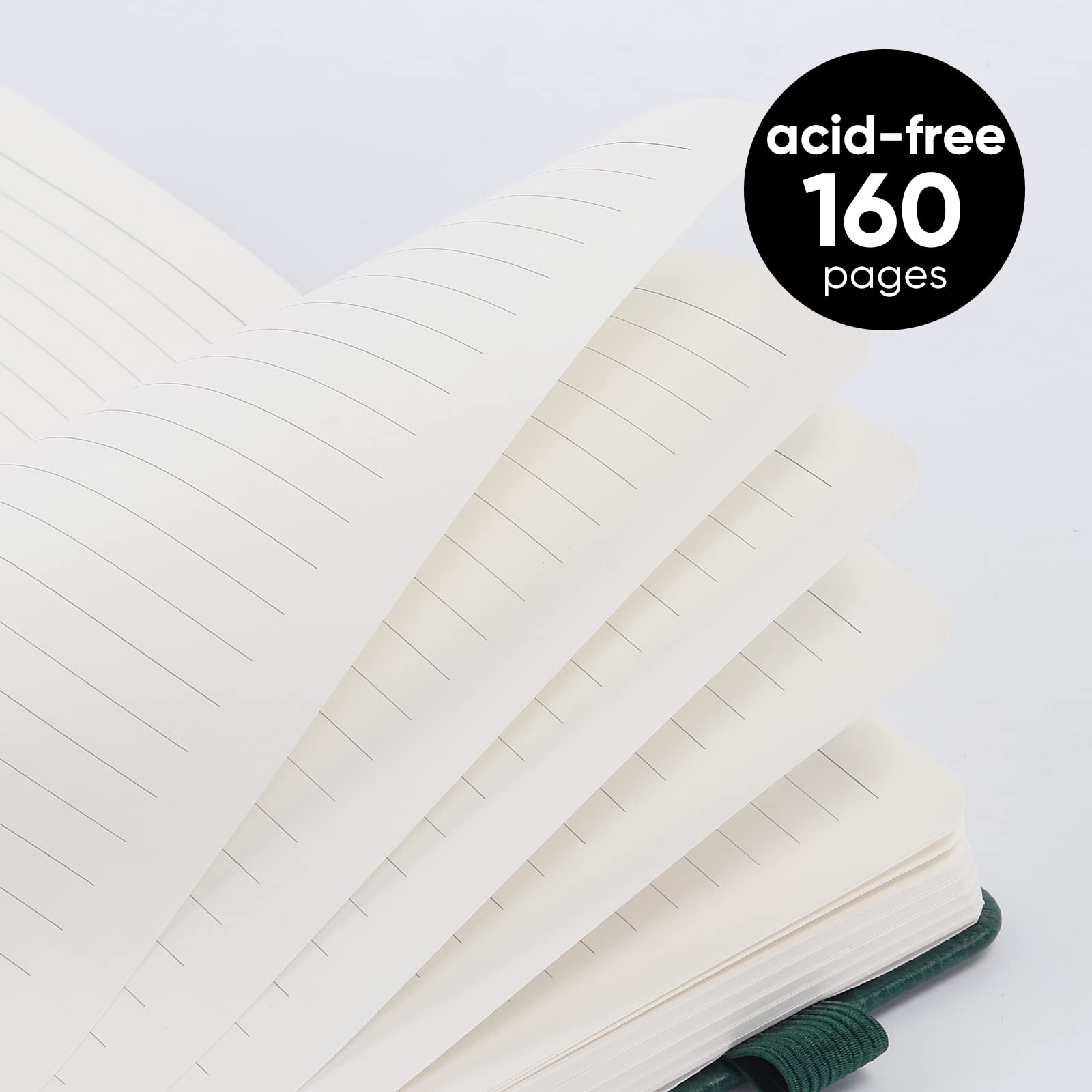 BLUMOST Liniertes Tagebuch, Notizbücher mit Stiftschlaufe, Hardcover-Notizbuch für die Arbeit, 100 g/m², dickes Premium-Papier mit Innentasche, mittelgroß, 12,7 x 21 cm, Blau