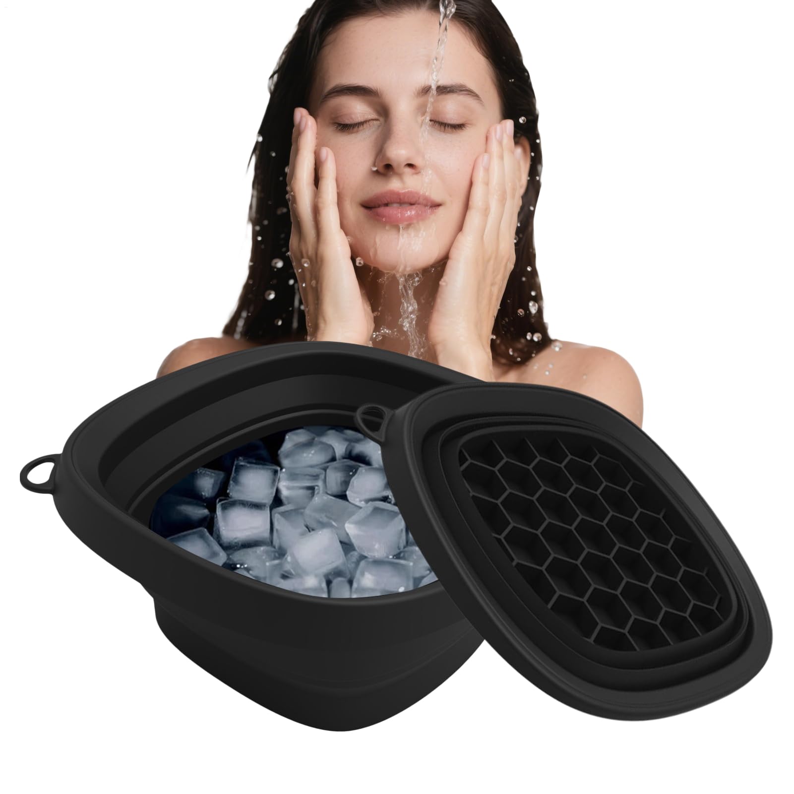 Baño de hielo facial en bol plegable de silicona para spa en casa