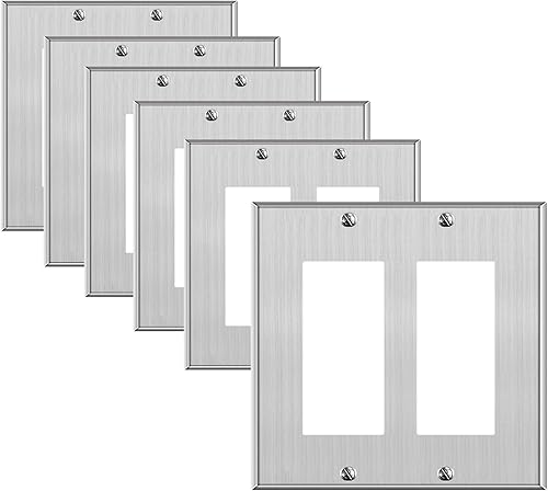 Placa de pared metálica para receptáculo de palanca de 1 banda, cubierta de salida de interruptor de acero inoxidable, tamaño 4.50 x 2.70 pulgadas,