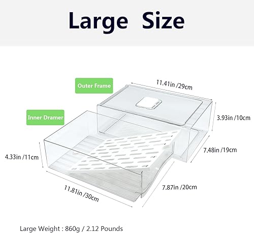 Miniatura 2 de Organizadores de refrigerador y cajón de almacenamiento, contenedores apilables de almacenamiento de frutas para refrigerador, organizador de
