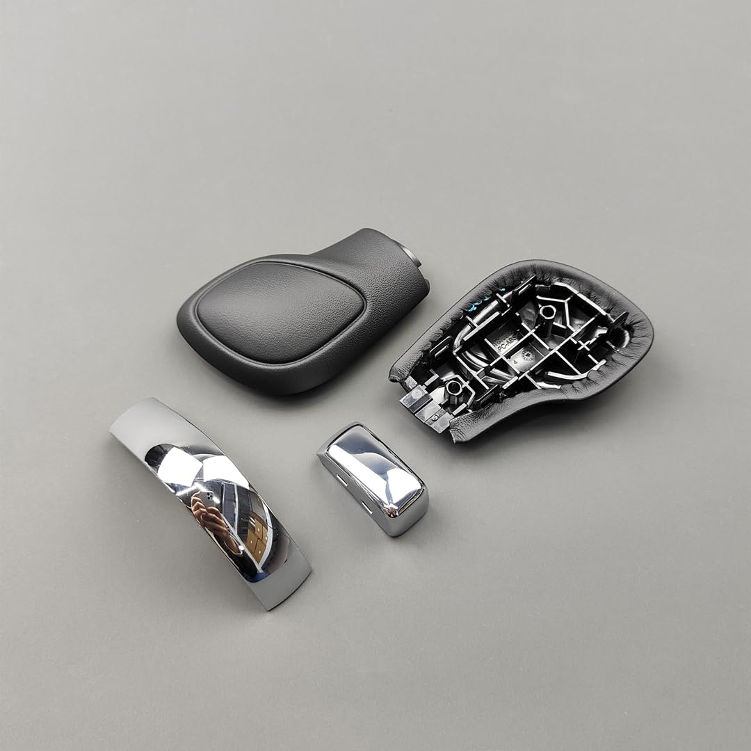 CGMIBOZ Chrome Matt with Leather Shift Knob Gear Side Cover DSG Emblem for VW for Golf 6 7 R GTI for Passat B7 B8 CC R20 for Jetta MK6 GLI(4PCS Shiny)