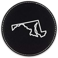Vista 4 de Maryland Outline Drink Coaster Leatherette Round Coasters MD - Pink - One Coaster