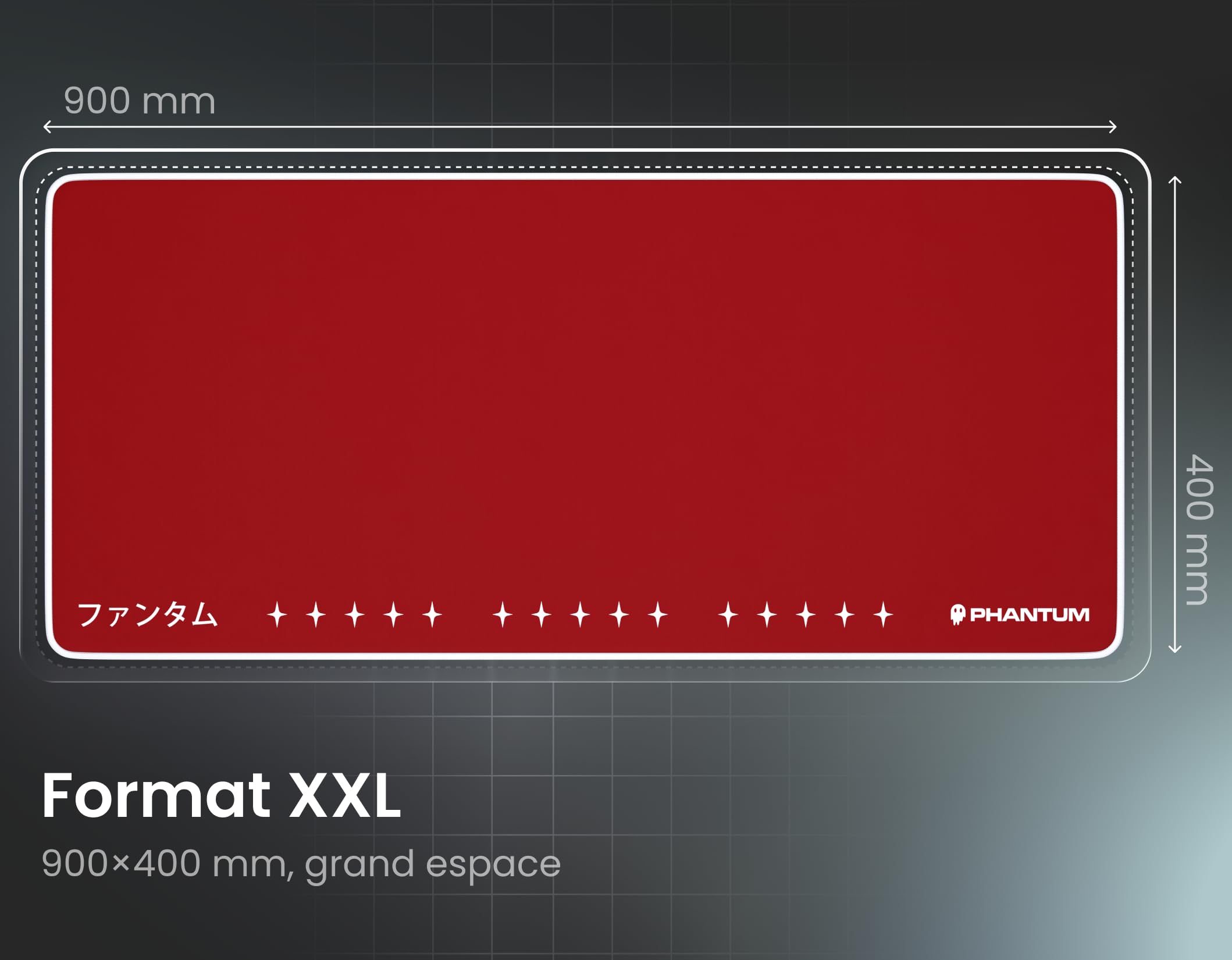 Phantum Prism - Tapis de Souris Gaming XXL 900x400 mm - Surface en Microfibre Hydrophobe Haute Performance - Base Caoutchouc Antidérapante - Soft Speed & Contrôle Précis (Red)