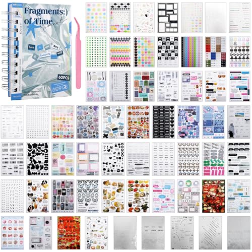 Image of 3500Pcs Korean Stickers for Kpop Photocards Decor Stickers Book Aesthetic Toploader Sticker Glitter Butterfly Sweetheart Ribbon Flower Alphabet Cute Scrapbook Sticker for DIY Card Art Crafts 60-Page