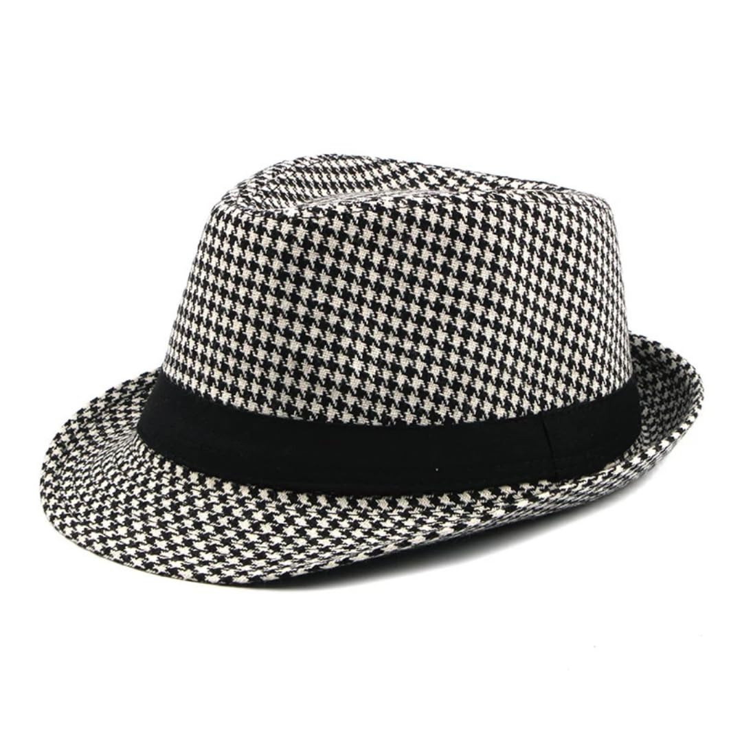 Cappello di Paglia Sole Uomo Classic Cappello da Esterno A Quadri Cappelli di Cotone retrò Festa Occasione