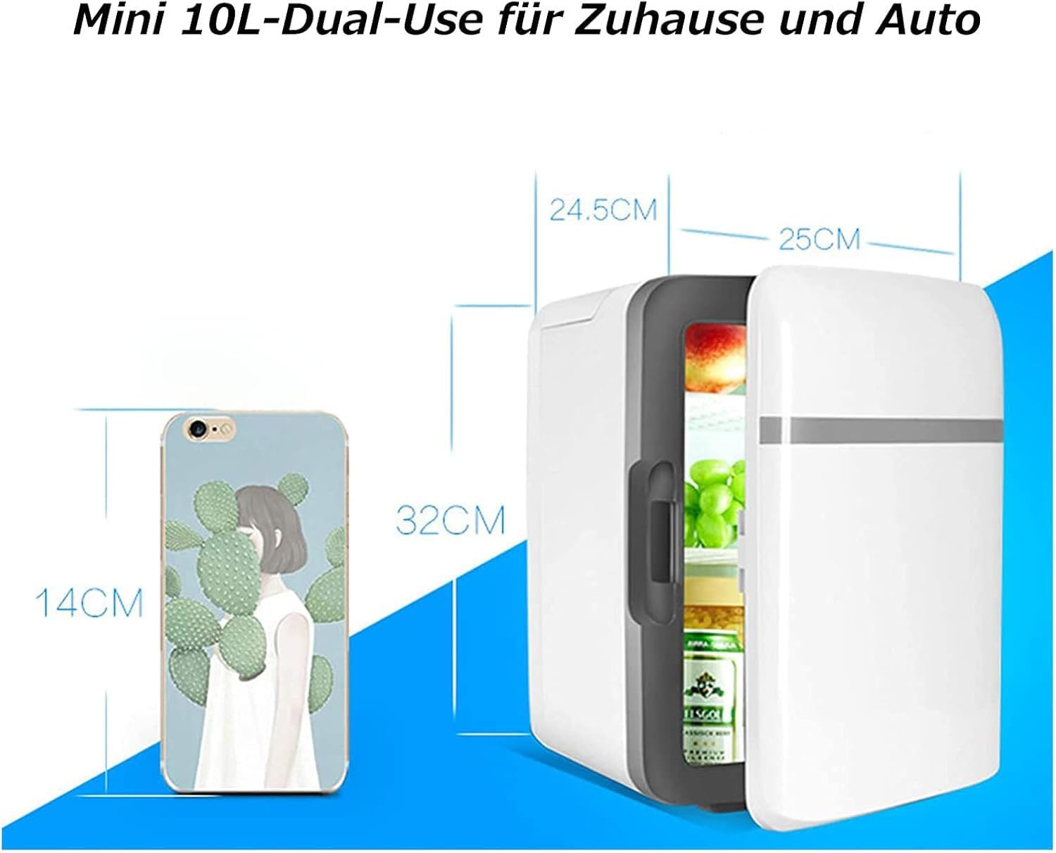 10L Mini Frigo Frigorifero Da Tavolo Con Funzione Di Raffreddamento & Riscaldamento Piccolo Congelatore-5 °C-65 °C Scatola Refrigerante Per La Cura Della Pelle E Cosmetici 12V/220V Per Auto E Casa