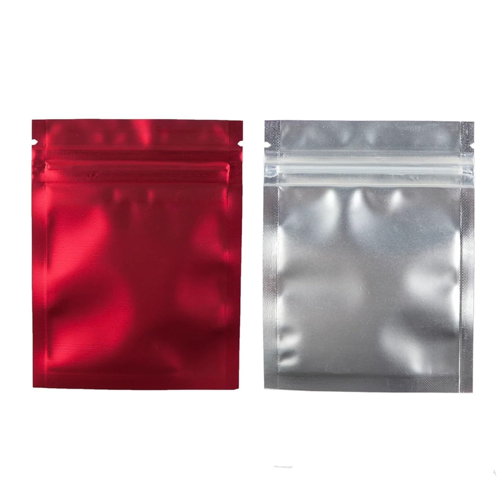 plastikowe torebki zgrzewane, 100 sztuk Przezroczyste matowe płaskie torby do przechowywania Ziplock przednie z folii aluminiowej Zip Lock Plastikowe woreczki)(Red,7.5x10cm (3x4in))