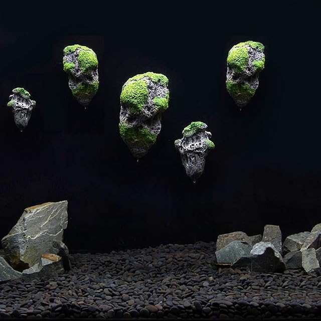 Foto 7 de 7 de Bicaquu Acuario Tanque de Peces Rocas flotantes Ornamento Paisaje Moss Flying Colgante Decoraciones…