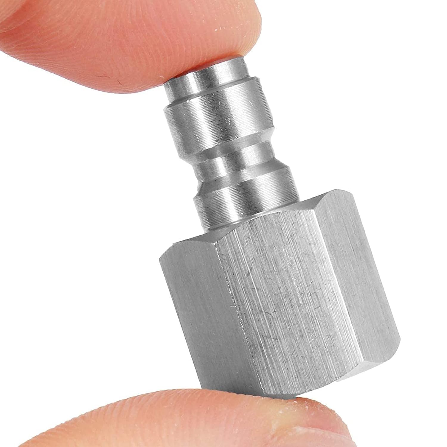 1/8 inch NPT to 8MM Quick-Disconnect Adapter Stainless Steel Male/Female Paintball HPA CO2 Connectors Foster Air Tool Fittings (1/8 NPT Female - 8mm FM)