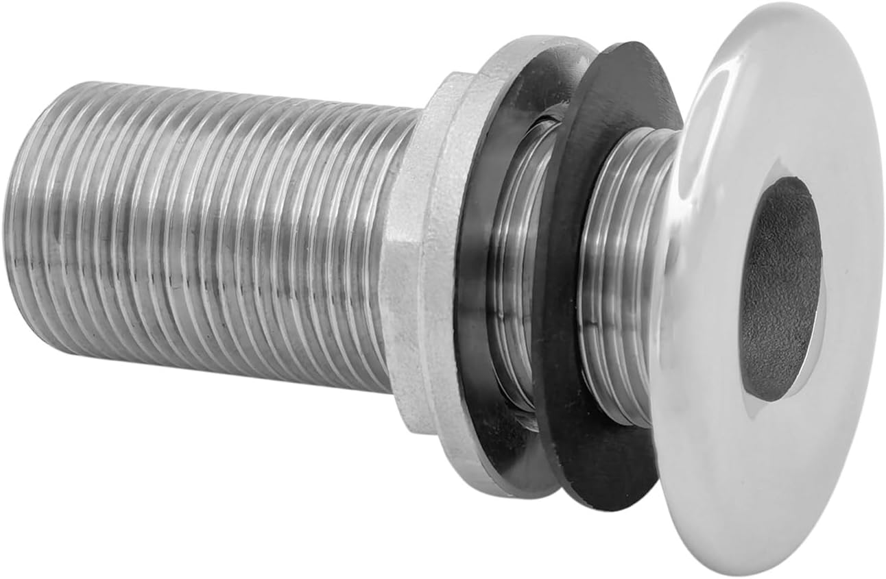 Stainless Steel 316 Durable Combo Stainless Steel Thru-Hull Fitting w/Nut with Custom Gasket Boat Plumbing Fittings for Boats, Yachts, Marine