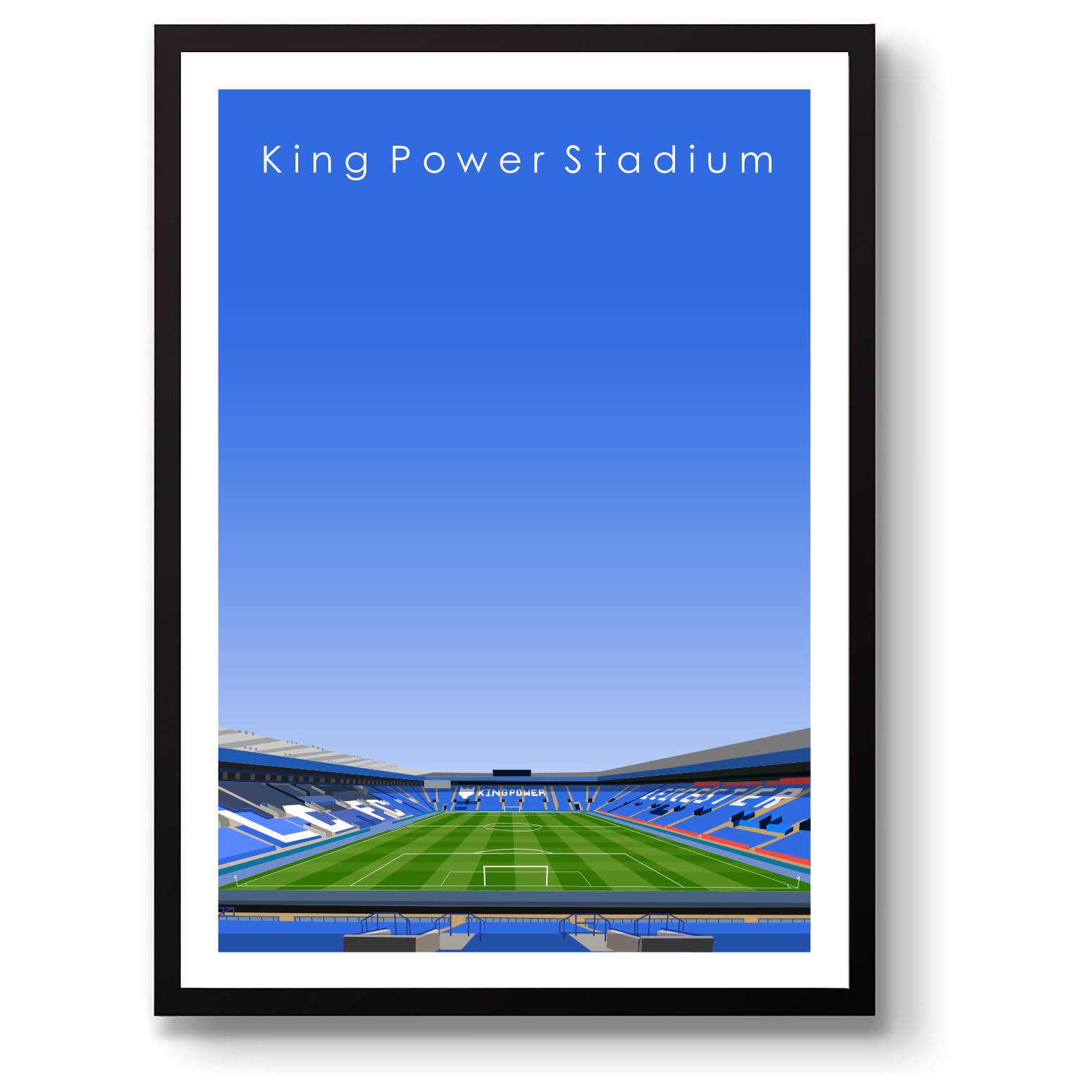 Grounddesigns Men's Blue And White Leicester City Football Gift King Power Stadium Art Unframed A3 Print Lcfc