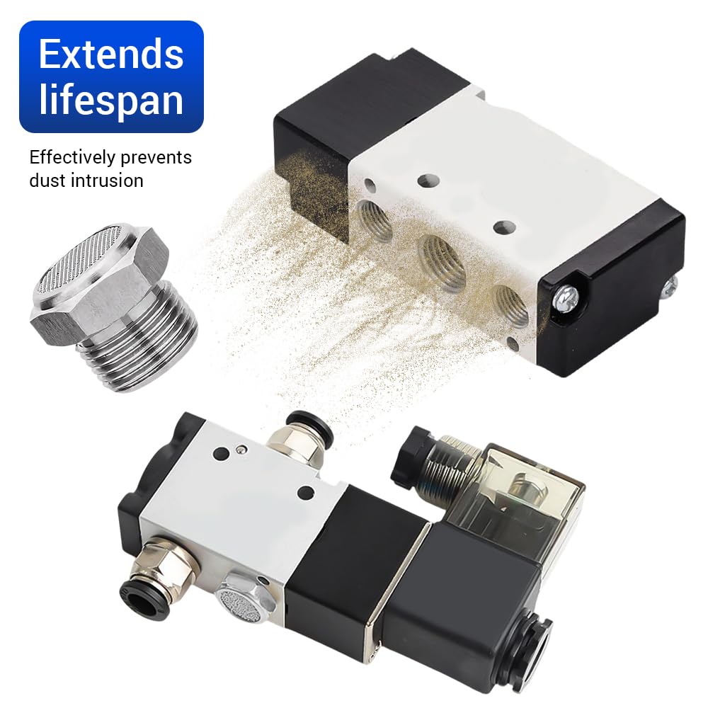 Lot de 2 silencieux pneumatiques, filetage mâle PT 1", tête plate, en acier inoxydable 304, pour compresseurs d'air industriels et outils d'atelier automobile.