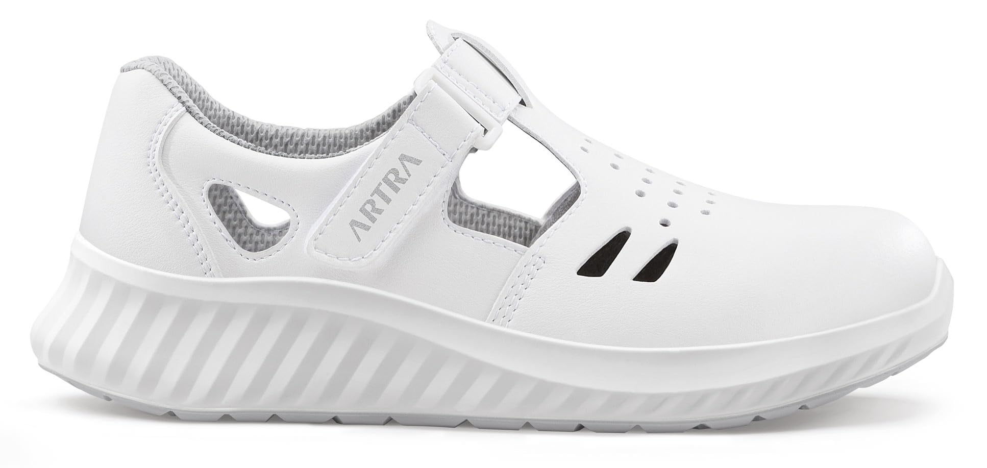 ARTRA Sandalia con velcro brazos 9007, zapatos de trabajo blancos S1, zapatos de cocina sanitaria con puntera de acero, Blanco, 43 EU