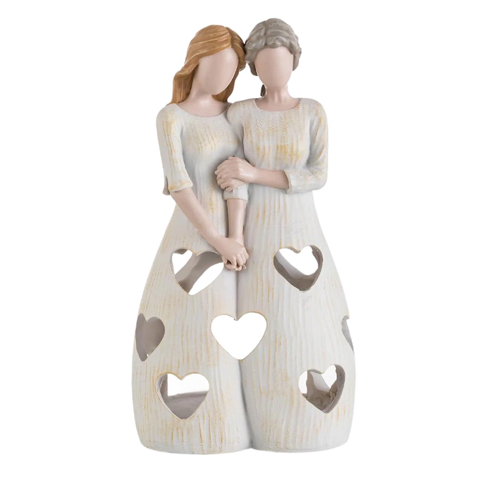 Heartwarming, Thoughtful, Unique Mum Gifts, Exquisite Mother and Daughter Figurines, Resin Candle Holder Statue with LED Light, 22×7cm