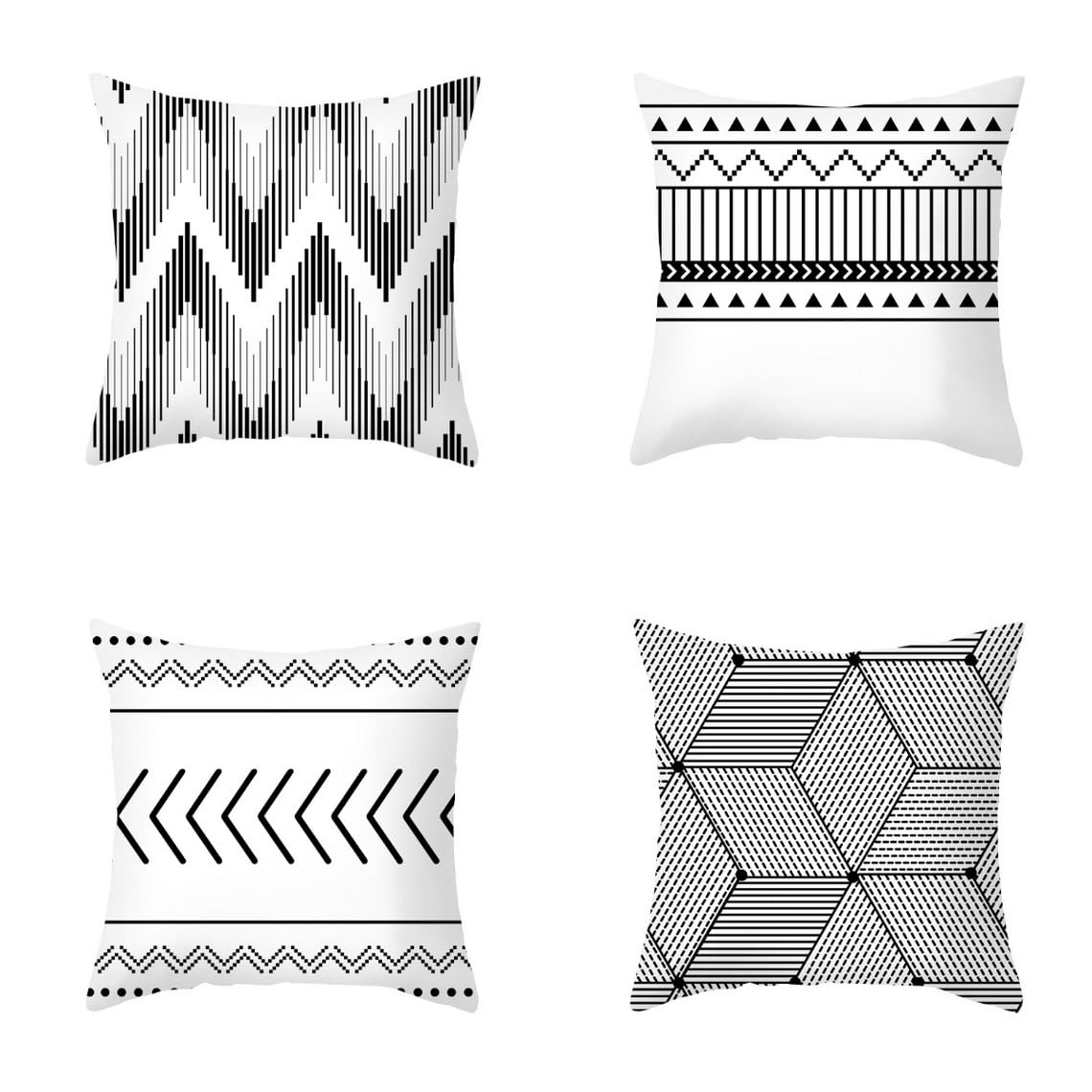 Chenlane Silk Pillow Coversheets Cushion With Design Geometric Art, Couch Pattern For Living Room Bright Smooth Thickened 50x50 cm, 4Pcs