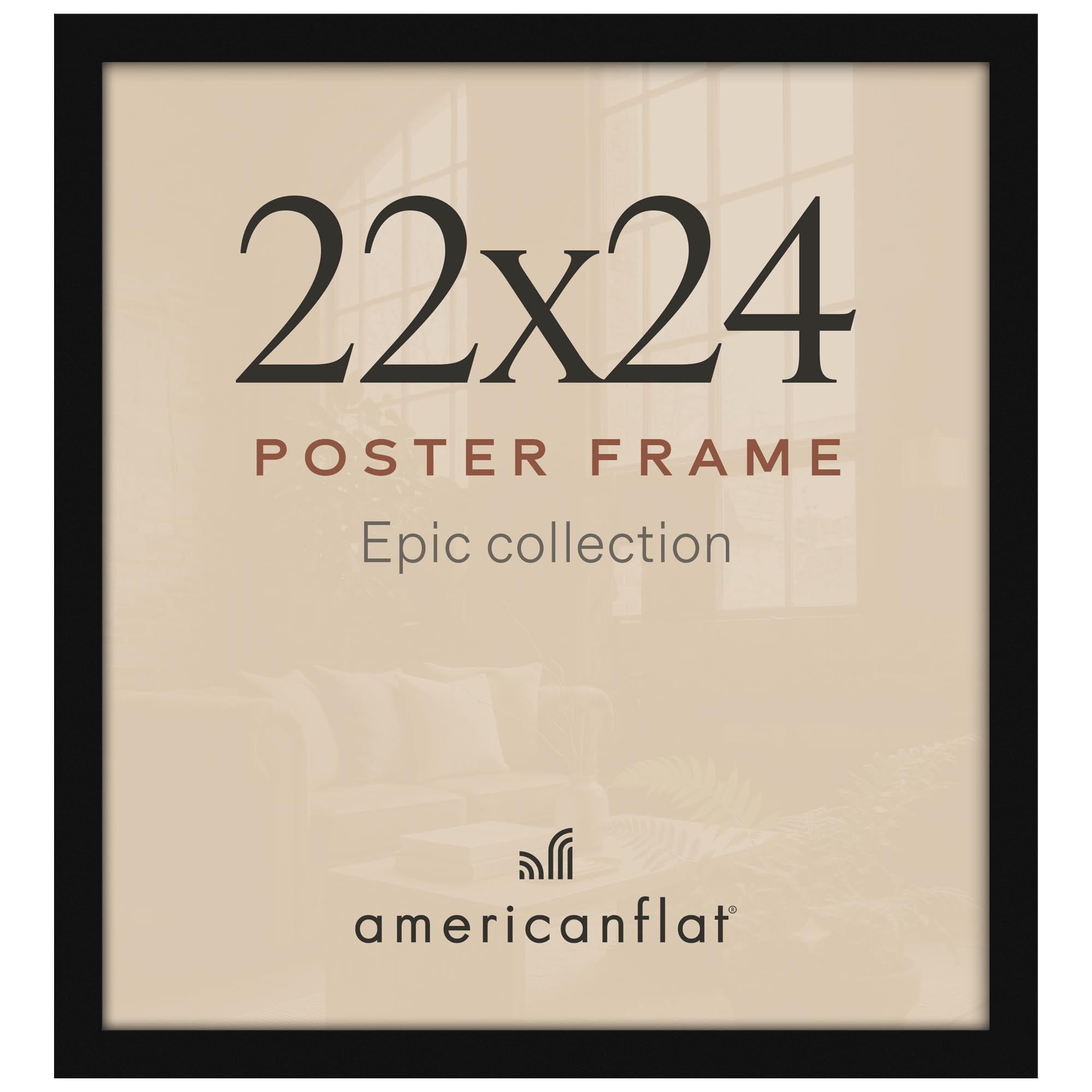 Americanflat 22x24 Poster Frame - Engineered Wood - Black