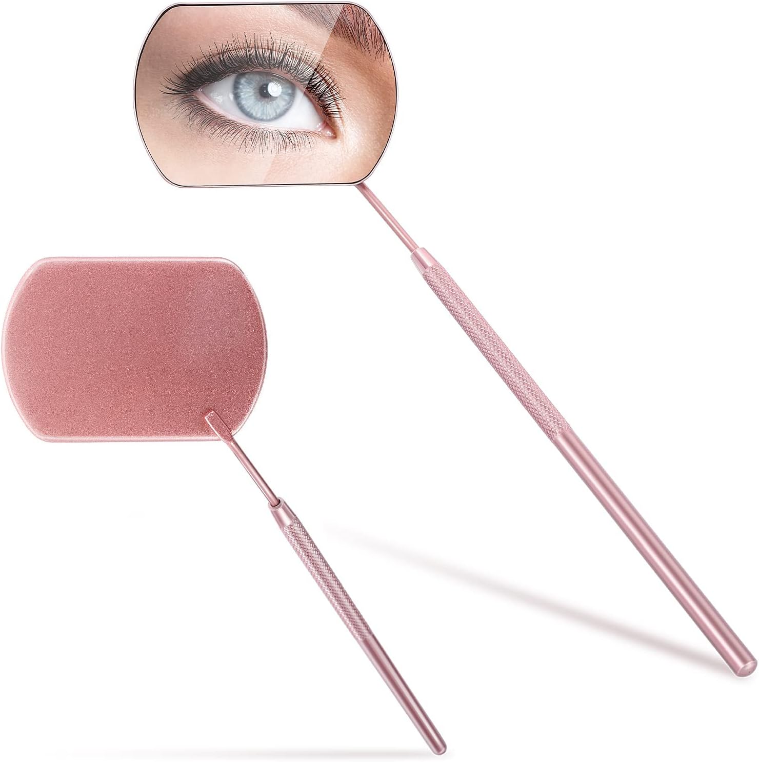 Sibba Square Lash Mirror Potable Eyelash Extensions Applicator Supplies 1 Piece Stainless Detachable False Eyelashes Mirror Multi-functional Mouth Examination Mirror Eye Make-up Tool(1 PC Rose Gold)