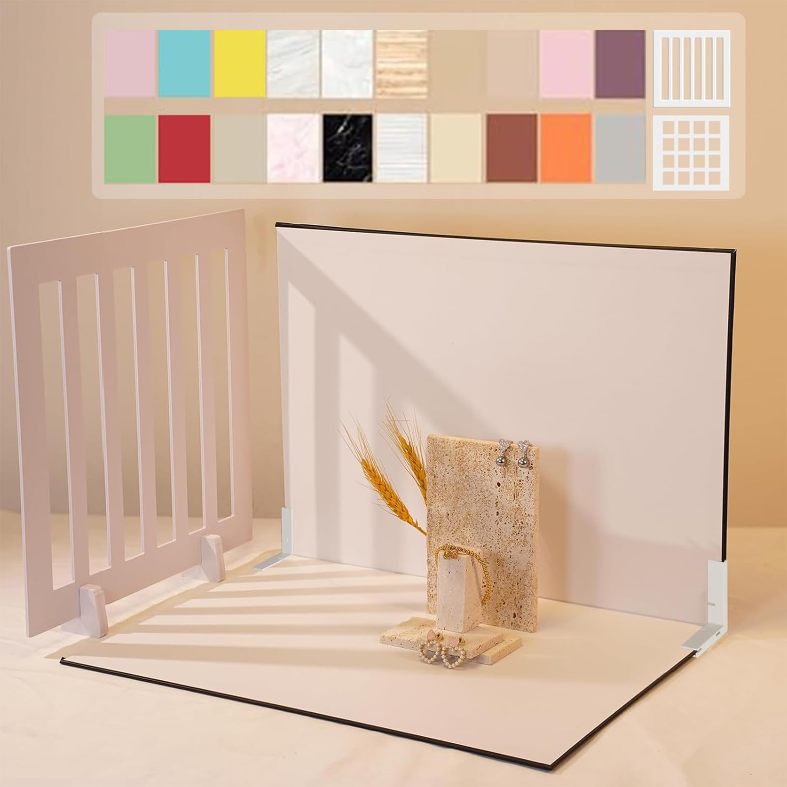 Kit de 12 Toiles de Fond pour Photographie Alimentaire, 24 Motifs, Fond de Table 40,6 x 29,2 cm
