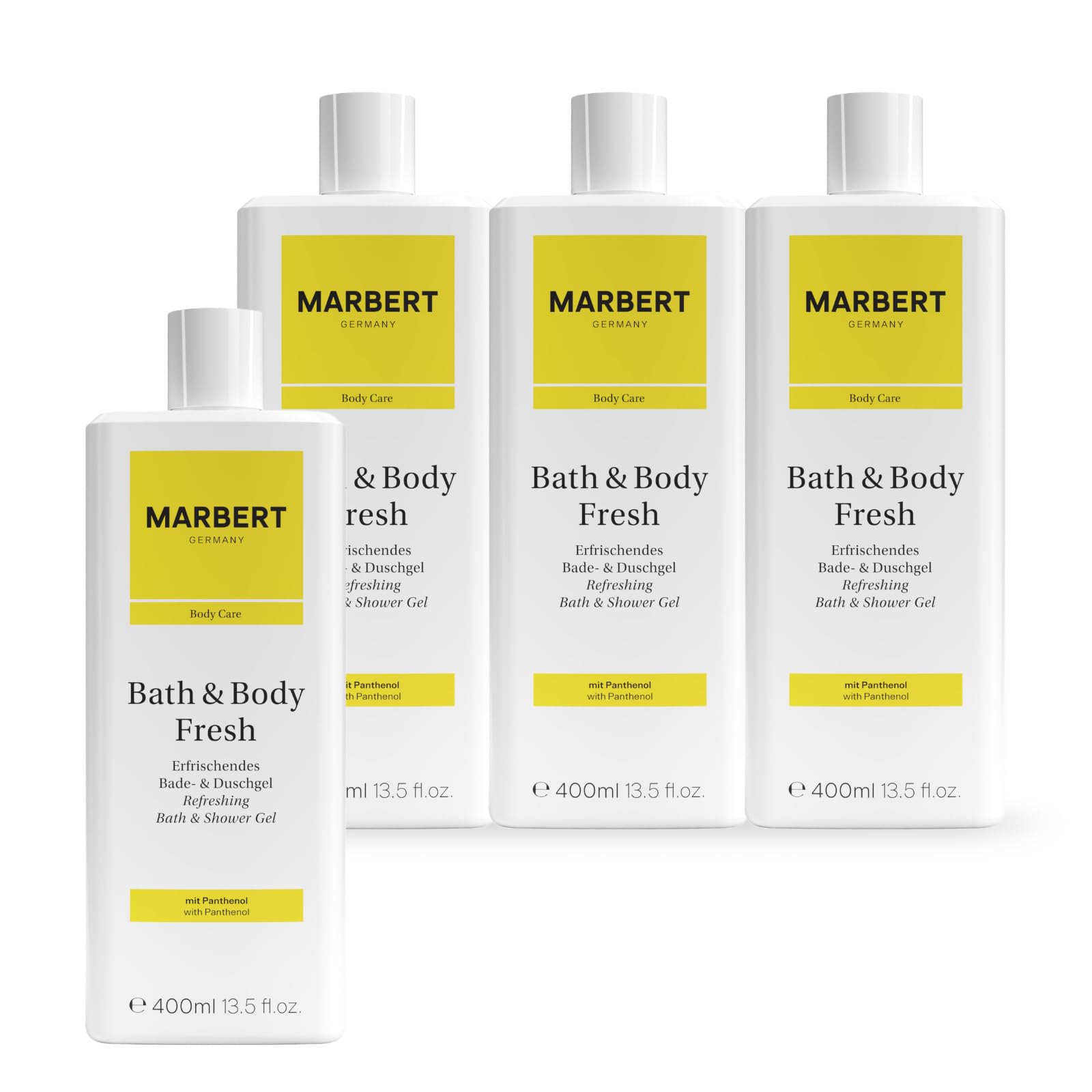 Marbert Bath & Body Fresh 4 x 400 ml – Erfrischendes Bade- & Duschgel mit Zitrusduft – Sanfte Reinigung & belebende Pflege für ein vitalisiertes Hautgefühl