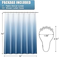 Vista 8 de OLANLY Luxury Blue and White Ombre Shower Curtain Sets with 12 Hooks, Waterproof and Washable Decorative Shower Curtains for Bathroom, 72x72 Inches