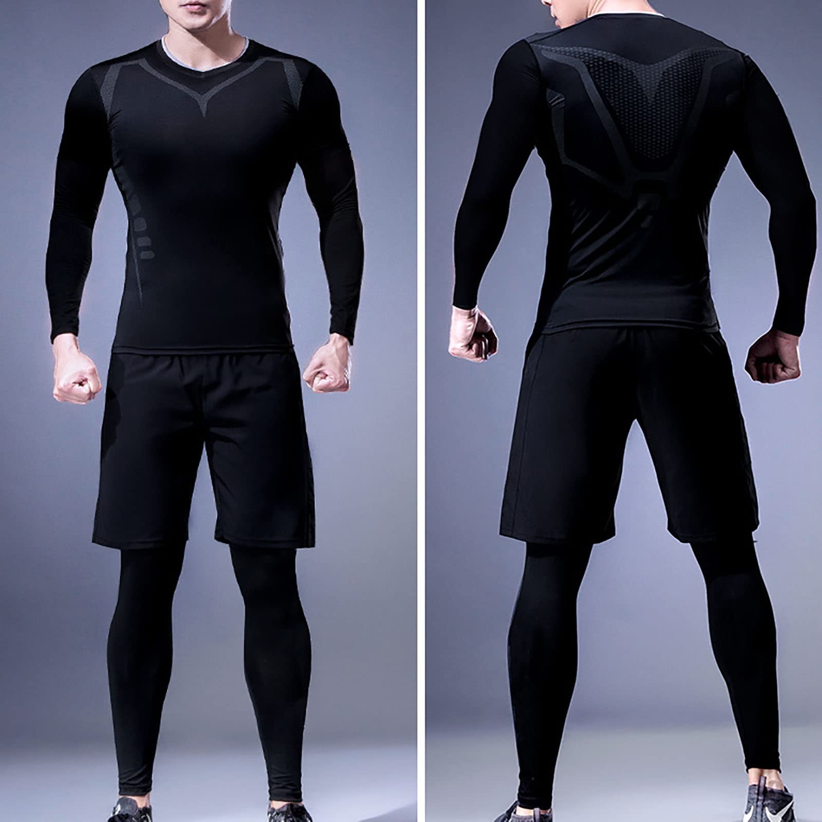 Męski zestaw bielizny termicznej, jesienny i zimowy termalny dolny Fleece Lined Szybko schnący długi rękaw Top i spodnie zestaw, dla siłowni bieganie trening kompresyjny garnitur