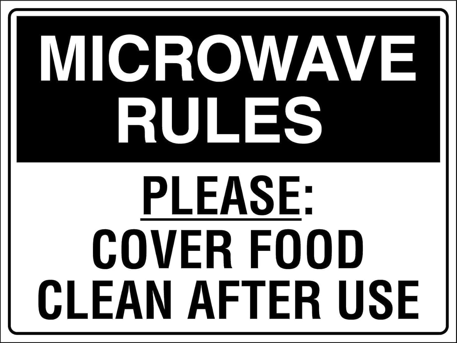 Microwave Rules Please Cover Food & Clean After Use Metal Sign Aluminum Warning Tin Signs For Outdoor Business Yard Lawn Home Decor 8x12 Inch