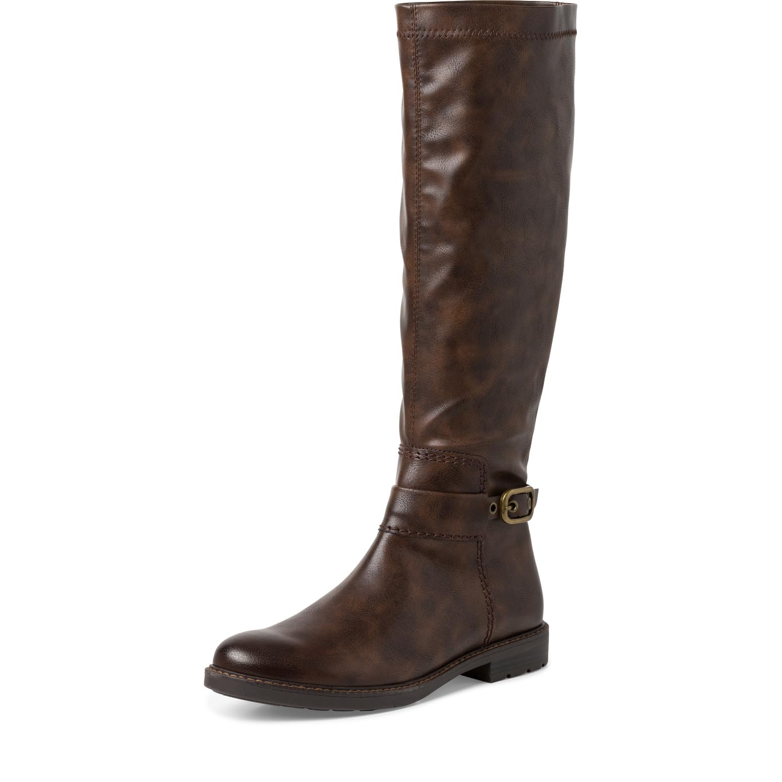 MARCO TOZZI Women's Overknee Boots Flat with Zip, coffee, 6 UK