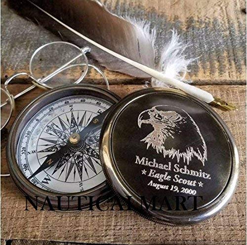 Brújula personalizada de latón con grabado de águila miniatura 3