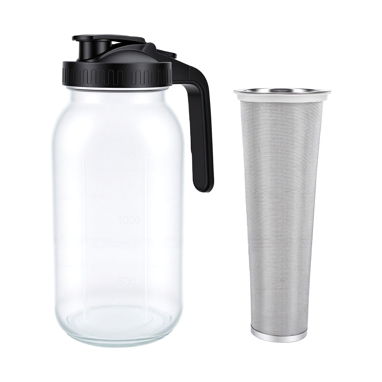 XUMIUZIY Caffettiera Freddo in Vetro 64oz con Filtro Fine per Cold Brew
