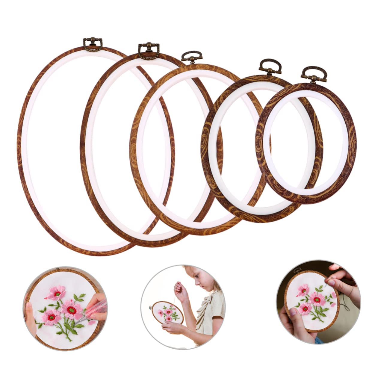 JEWEDECO 5 Stück Stickrahmen Ovaler Stickring Kreuzstich Rahmen Aus Langlebigem Material Selbstgemacht Stickkreis Für Anfänger Handstickerei Und Wanddekoration