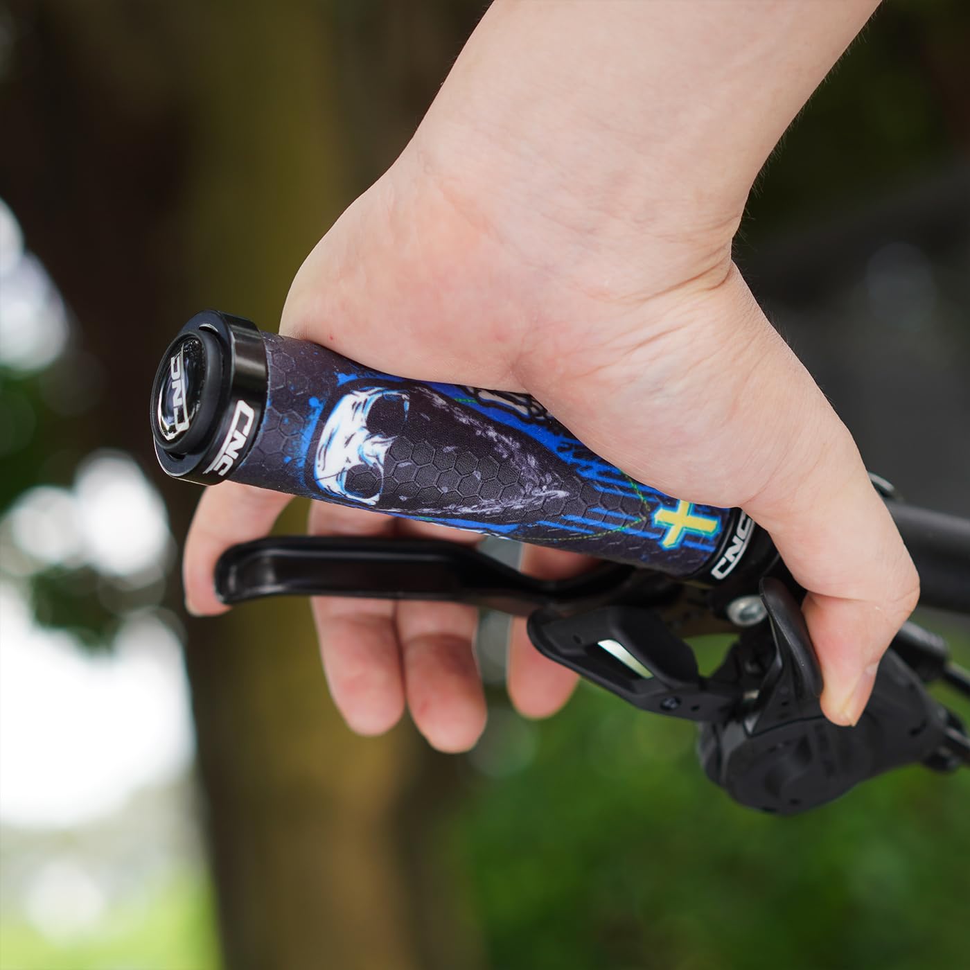 Chooee Impugnature 3D Mountain Bike,Impugnatura per manubrio MTB in silicone da 130 mm,Doppia serratura sulla comoda maniglia della bicicletta