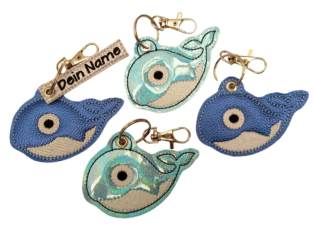 WAL Blauwal personalisierbar mit Namen Schlüsselanhänger Taschenanhänger tolles kleines Geschenk zur Einschulung für Tasche