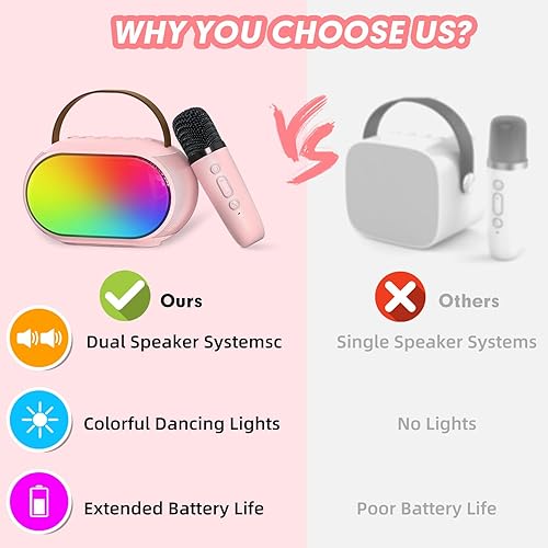 Miniatura 3 de Heroange Máquina de karaoke para niños con doble controlador, juguetes para niñas de 3 a 12 años, micrófono para niños de 3, 4, 5, 6, 7, 8, 9, 10,