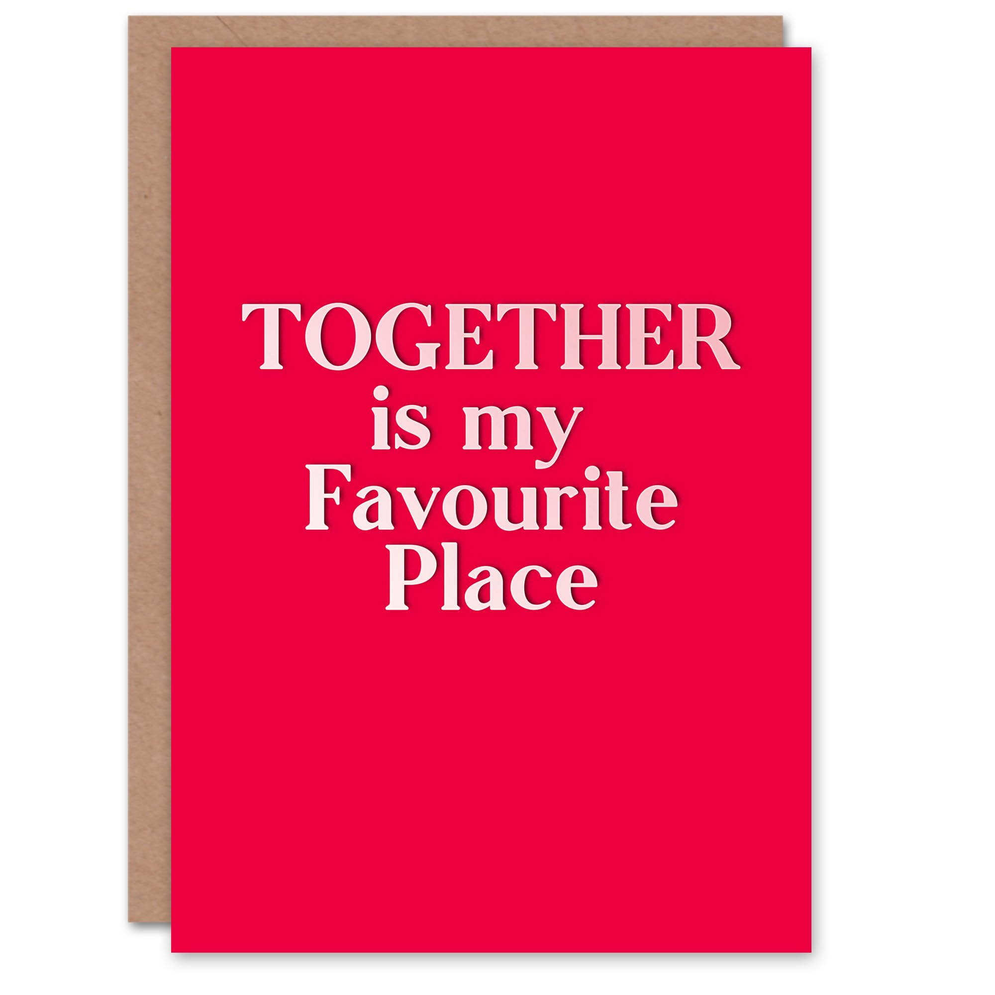 Artery8 Valentines Day Greeting Card Minimalist Simple Red Together Favourite Place For Him or Her
