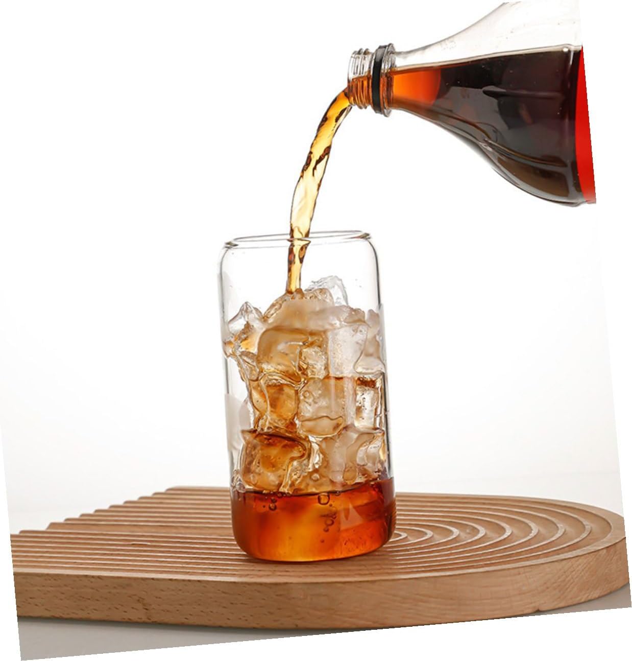 ULTECHNOVO 2Sets Practical Iced Cups with Lids and Straws Transparent Glass Drinkware for Juice Tea and Beverages Easy to Clean for Home and Cafe Use