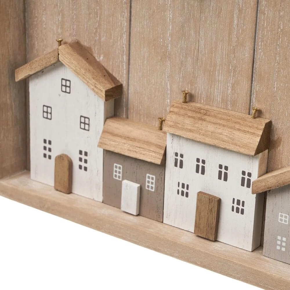 Caja para Llaves de Madera con 6 colgadores de Pared para Entrada, Armario para Llaves diseño Decorativa, Guardallaves para Recibidor 24x30 cm (Home Casas)